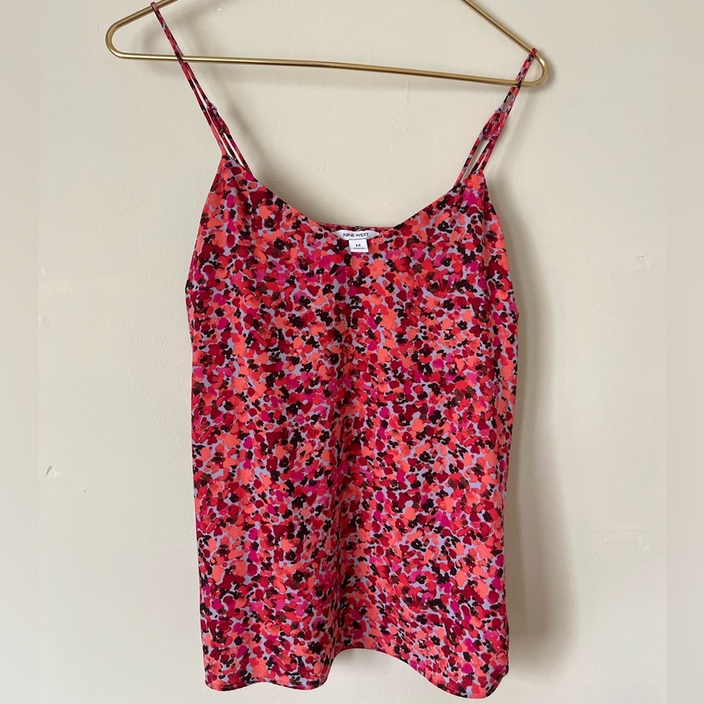 Y2K Style Nine West Red and Pink Floral‎ summer Camisole M
